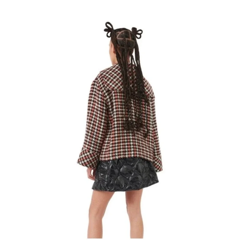 Baum und Pferdgarten Hampden Houndstooth Shacket -‎ Red/Black/Cream - Size 36